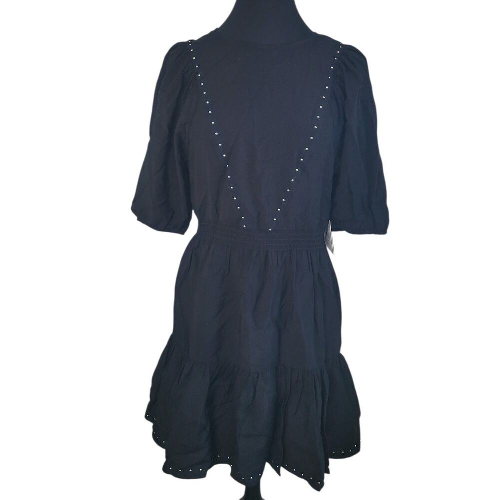 NWT Ellen Tracy Studded Crinkle Mini Dress M Glam Night Out Luxe Chic
